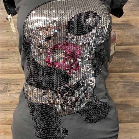 Iron Fist Propapanda Sequin Scoop Neck Tee NWT G4 - Picture 2 of 2
